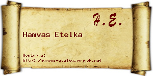Hamvas Etelka névjegykártya